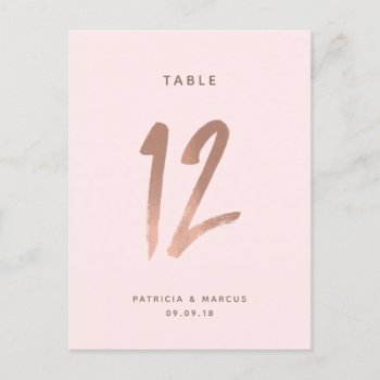 Modern Brush Rose Gold Wedding Table Number 12 by spinsugar at Zazzle