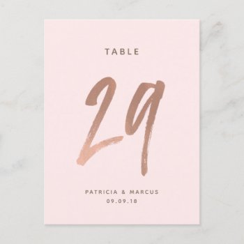 Modern Brush Rose Gold Wedding Table Number 29 by spinsugar at Zazzle