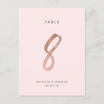 Modern Brush Rose Gold Wedding Table Number 8 by spinsugar at Zazzle