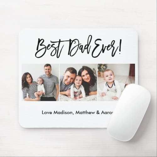 Modern Brush Script 3 Photo Best Dad Ever Mouse Pad