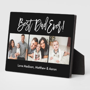Modern Brush Script 3 Photos Best Dad Ever Plaque