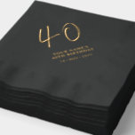 Modern Brush Script 40th Birthday Party Black Foil Napkins<br><div class="desc">This custom foil napkin will add stylish detail to your birthday celebration. This design features simple chic lettering "40" with custom text. Matching invitations and birthdayt party supplies are available in my shop BaraBomDesign.</div>