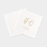 Modern Brush Script 40th Birthday Party Foil Napkins<br><div class="desc">This custom foil napkin will add stylish detail to your birthday celebration. This design features simple chic lettering "40" with custom text. Matching invitations and birthdayt party supplies are available in my shop BaraBomDesign.</div>