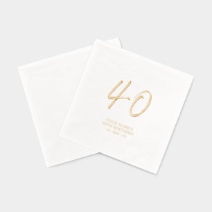 Modern Brush Script 40th Birthday Party Foil Napkins
