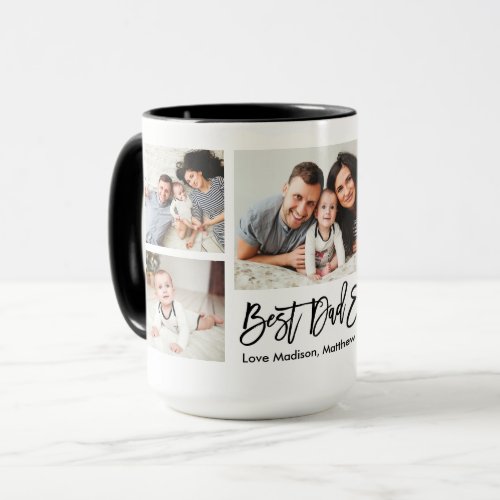 Modern Brush Script 5 Photo Best Dad Ever Mug