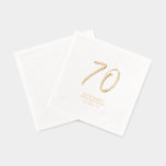 Modern Brush Script 70th Birthday Party Foil Napkins<br><div class="desc">This custom foil napkin will add stylish detail to your 70th birthday celebration. This design features simple chic lettering "70" with custom text. Matching invitations and birthdayt party supplies are available in my shop BaraBomDesign.</div>