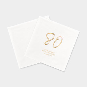Modern Brush Script 80th Birthday Party Foil Napkins