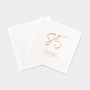 Modern Brush Script 85th Birthday Party Foil Napkins