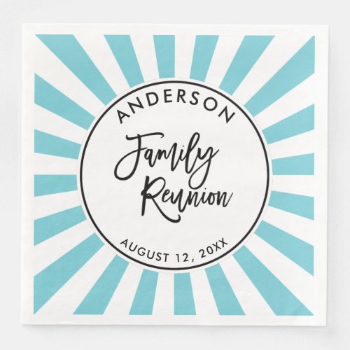 Modern Brush Script and Stripes Family Reunion Paper Dinner Napkins