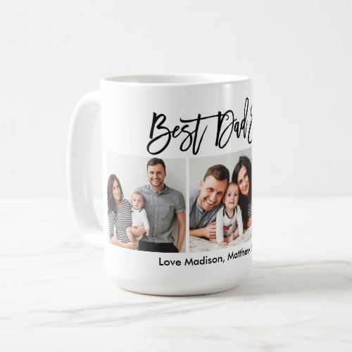 Modern Brush Script Best Dad Ever 3 Photo Coffee Mug