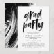 Modern Brush Script Black and White Grad Party Invitation | Zazzle