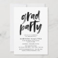 Modern Brush Script Black and White Grad Party Invitation | Zazzle