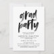 Modern Brush Script Black and White Grad Party Invitation | Zazzle