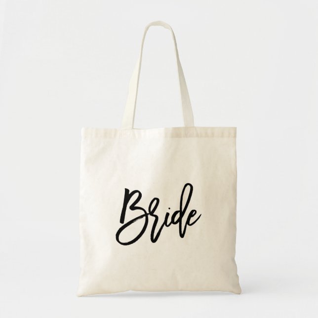 Modern Brush Script Bride Tote Bag (Front)