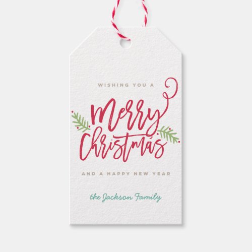 Modern Brush Script Bright Christmas Gift Tag