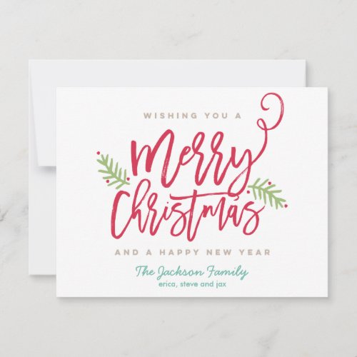 Modern Brush Script Bright Christmas Non_photo Holiday Card