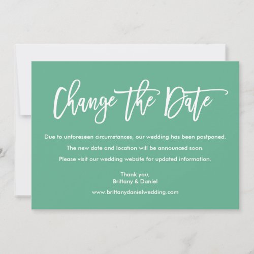 Modern Brush Script Change The Date Neo Mint Card