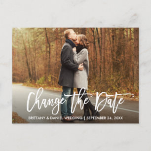 Modern Brush Script Change The Date New Date Postcard