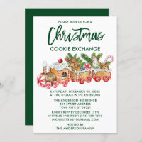 Modern Brush Script Christmas Cookie Exchange Invitation