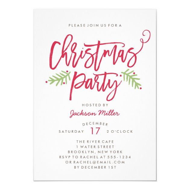 Modern Brush Script Christmas Holiday Party Invitation