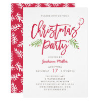Modern Brush Script Christmas Holiday Party Invitation