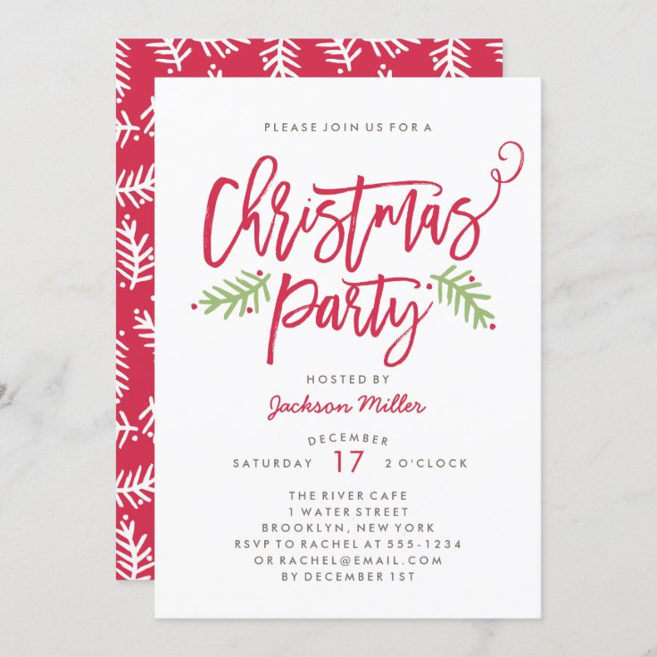 Modern Brush Script Christmas Holiday Party Invitation | Zazzle