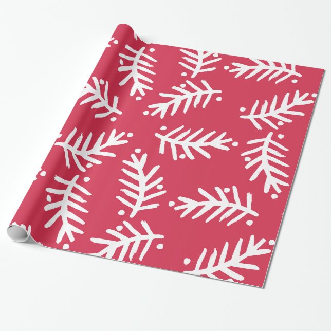Modern Brush Script Christmas Holiday Wrapping Paper (Unrolled)