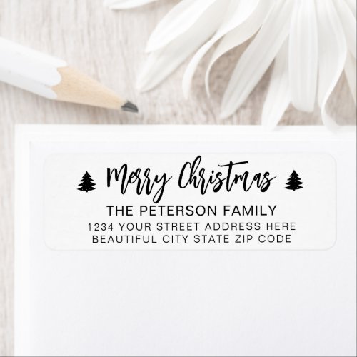 Modern Brush Script Christmas Return Address Label