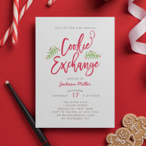Modern Brush Script Cookie Exchange Party Invitation