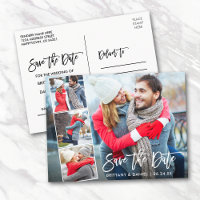 Modern Brush Script Couple 4 Photo Save The Date