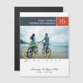 MODERN BRUSH SCRIPT COUPLE PHOTO SAVE THE DATE (Front/Back)