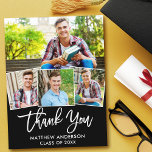 Modern Brush Script Graduation 4 Photo Thank You Postcard<br><div class="desc">Modern Brush Script 4 Photo Graduation Thank You Postcard</div>