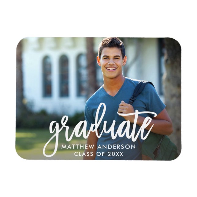 Modern Brush Script Graduation Announcement Magnet (Horizontal)