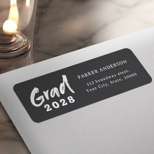 Modern Brush Script Graduation Return Address Label