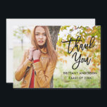 Modern Brush Script Graduation Thank You Blk Card<br><div class="desc">Modern Brush Script Graduation Thank You Photo Card</div>