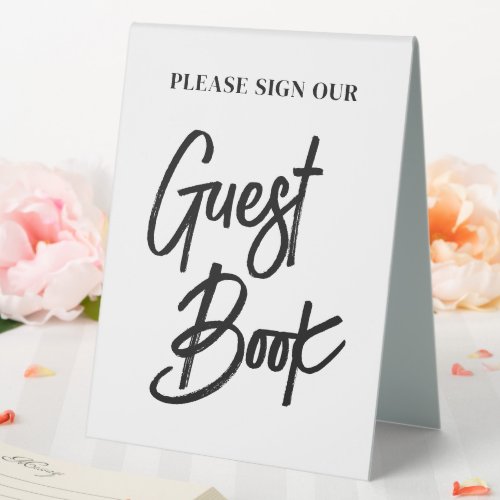 Modern Brush Script Guest Book Table Top Sign