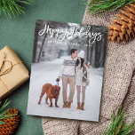Modern Brush Script Happy Holidays Photo Postcard<br><div class="desc">Modern Brush Script Happy Holidays Photo Postcard</div>
