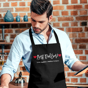 Modern Brush Script Hearts Best Dad Ever Apron