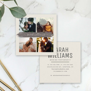 Modern Brush Script Instagram Photo Photographer Square Business Card
