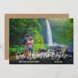 Modern Brush Script Kraft Our Adventure Begins Save The Date