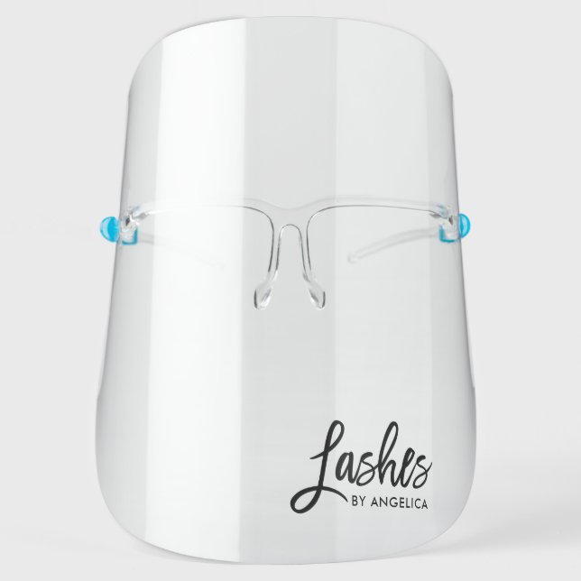 Modern Brush Script Lashes - Add Your Name Face Shield (Front)