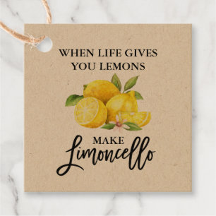Modern Brush Script Lemons Limoncello Kraft Favor Tags