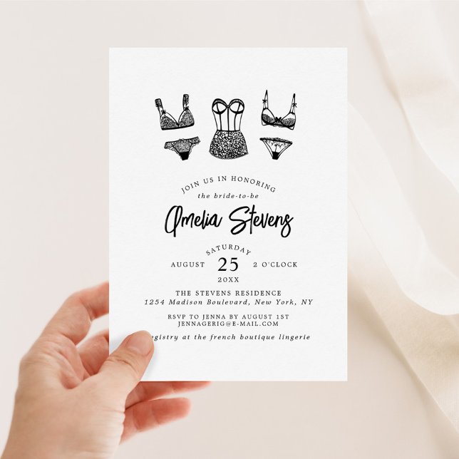 Modern Brush Script Lingerie Bridal Shower Invitation (Creator Uploaded)