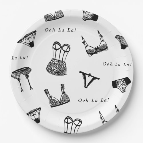 Modern Brush Script Lingerie Bridal Shower Paper Plates