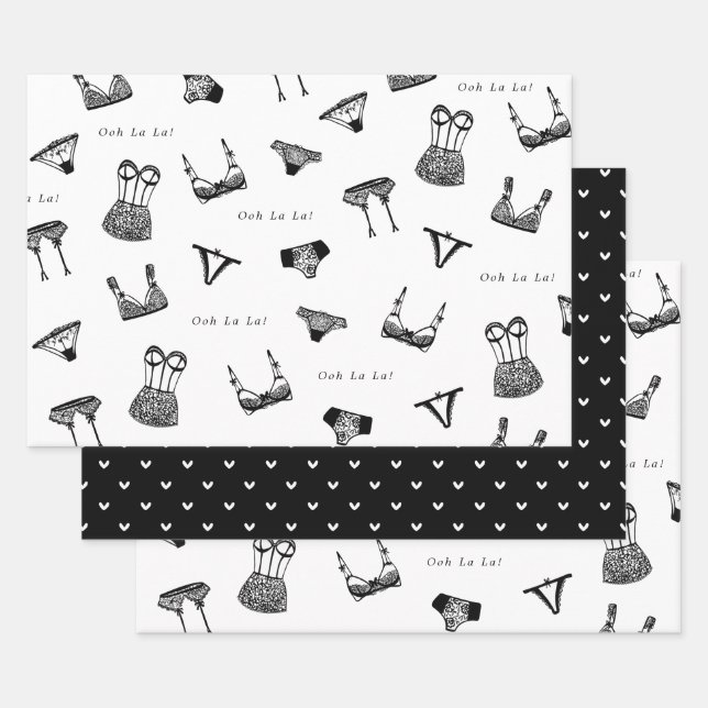 Modern Brush Script Lingerie Bridal Shower Wrapping Paper Sheets (Set)