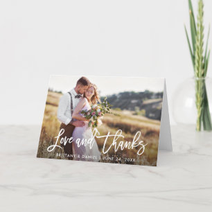 Modern Brush Script Love Thanks Wedding Fold Card