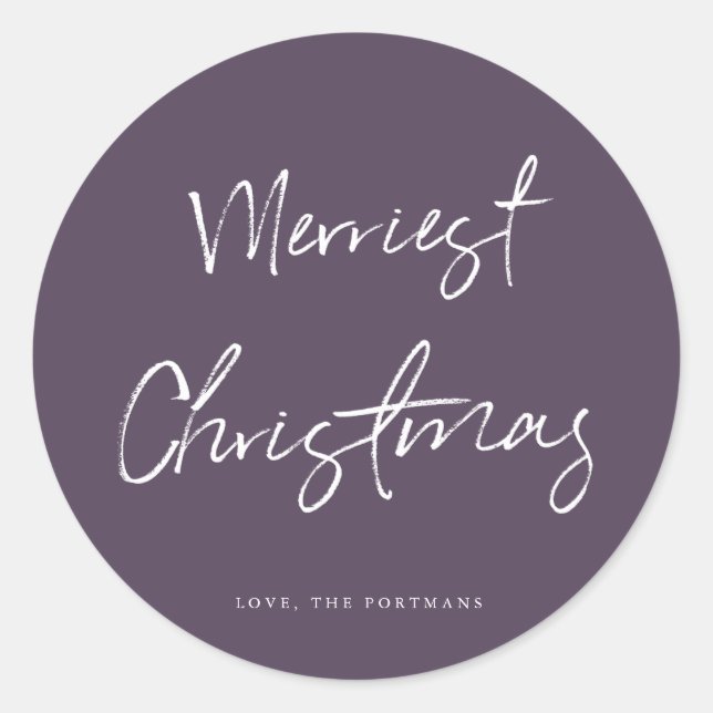 Modern Brush Script Merriest Christmas Sticker (Front)