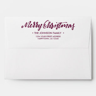 Modern Brush Script  Merry Christmas Burgundy Envelope