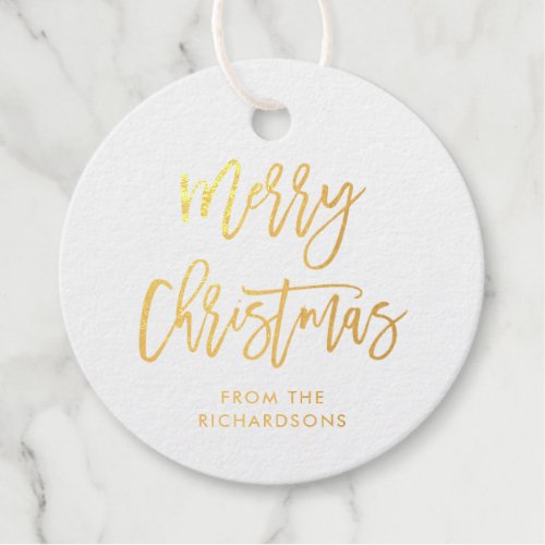 Modern Brush Script  Merry Christmas Foil Favor Tags