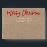 Modern Brush Script Merry Christmas Kraft Envelope<br><div class="desc">Modern Brush Script Merry Christmas Kraft Envelope</div>